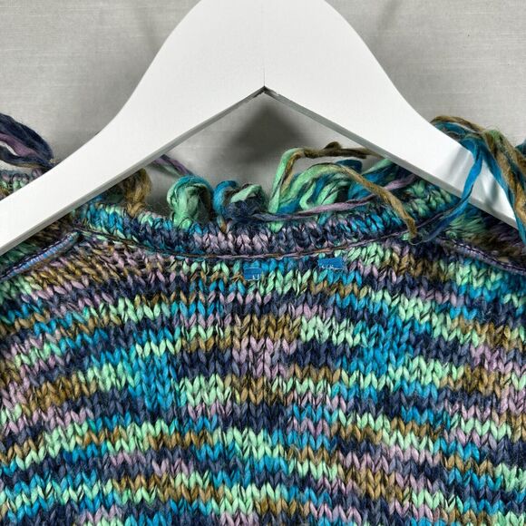 The Childrens Place Sweater Girls Blue Large Woven Fringe Duster Cardigan Y2K - Picture 7 of 9